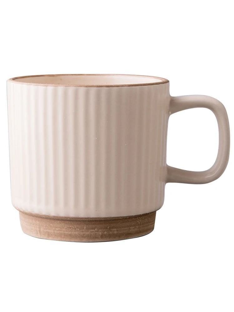 2PCS 250ML Antique Relief Mug Ceramic Water Cup Coffee Cup Household Water Cup Coffee Shop Milk Cup