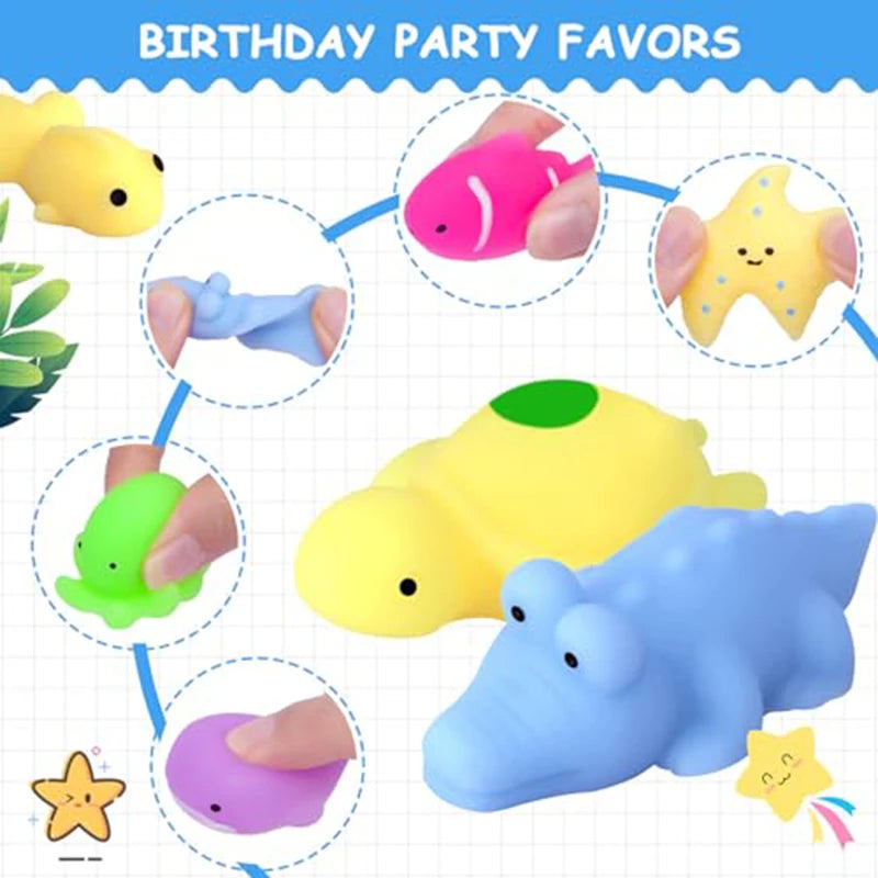 10/30/50PCS Squishies Mochi Toys Sea Animals Stress Ball Stress Relief Squeeze Toys Goodie Bag Stuffers Fidget Toys Marine Theme