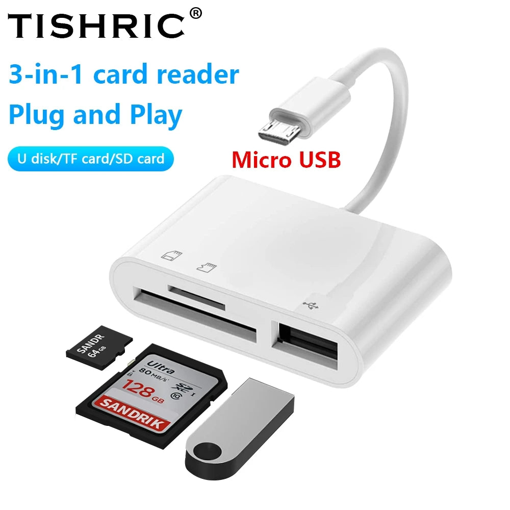 TISHRIC Micro USB Type C Adapter USB TF SD Card Reader USB-C Memory Card Adapter For Macbook Samsung Huawei XiaoMi Laptop Phone