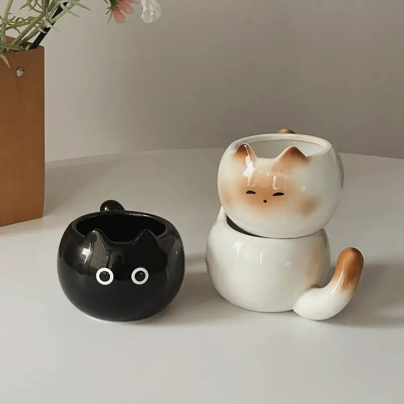 210ml Ceramic Mug Cartoon Siamese Cat Coffee Cup Underglaze Colored Cat Water Cup Home Breakfast Milk Coffee Mug Birthday Gift