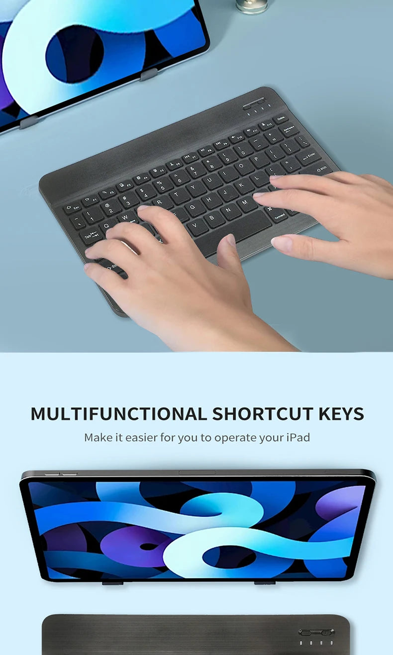Bluetooth Keyboard Wireless Rechargeable Black 10 Inch Keyboard For IOS Android Windows Tablet For iPad Air Mini Keyboard