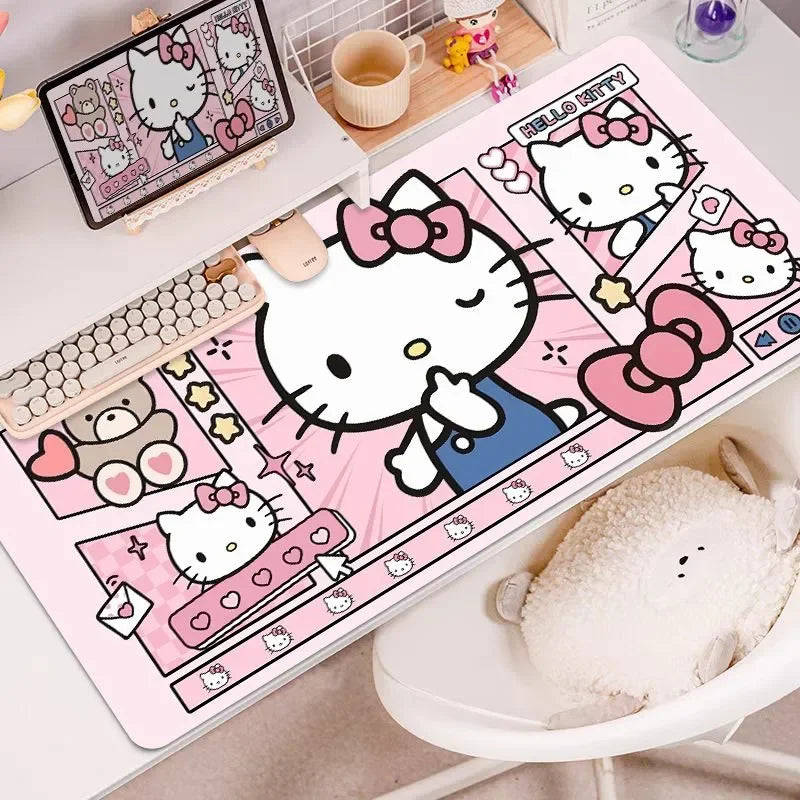 Sanrio Hello Kitty Kawaii Pink Mouse Pad XXL Large Computer Desk Pad Cartoon Cute Keyboard Pad Kitty High Beauty Washable Pad