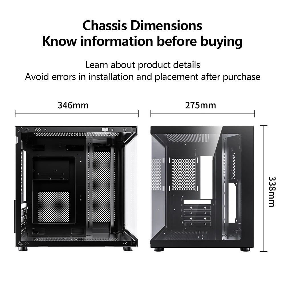 PADO YL Pc Case Sea view Room M-ATX Desktop Computer Main Chassis Without A-pillar Double-Sided Tempered Glass PC gamer cabinet