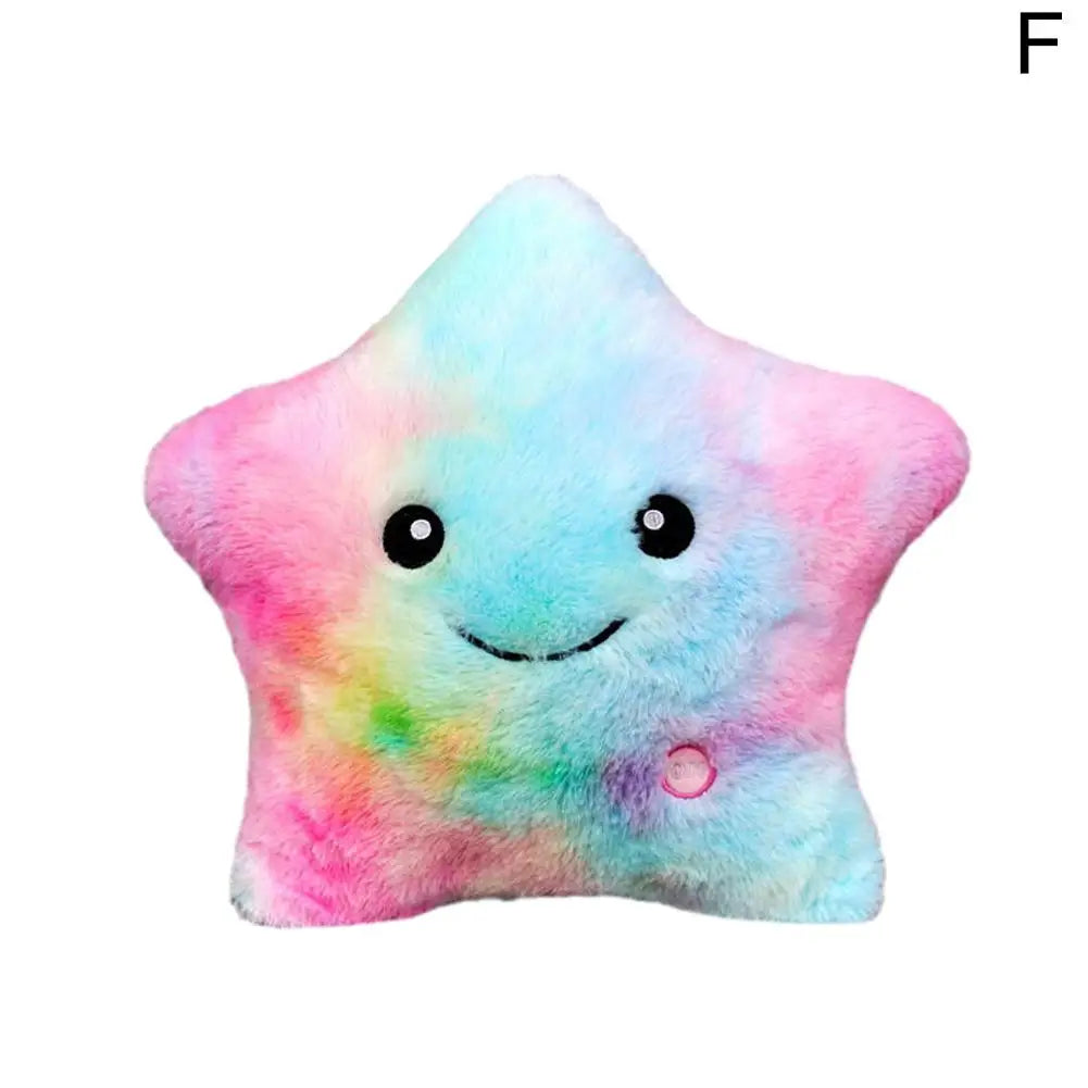 Luminous Star Pillow Stuffed Plush Glowing Colorful Stars Cushion Led Light Toys Gift Creative Toy For Kids (Exclude Battery)