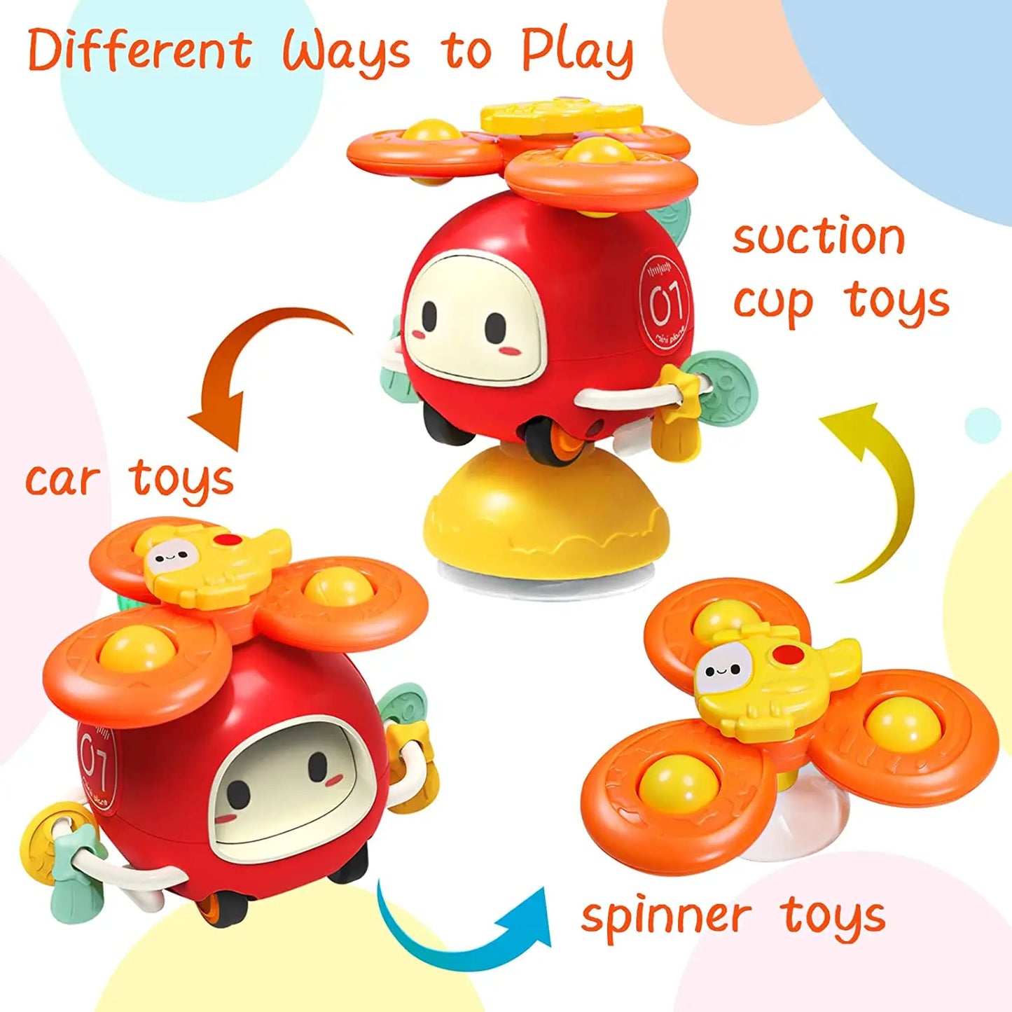 Suction Cup Spinner High Chair Baby Toys 6 12 Months Rotating Rattle Sensory Toys for Babies Educational Games Toy 1 2 3 Years