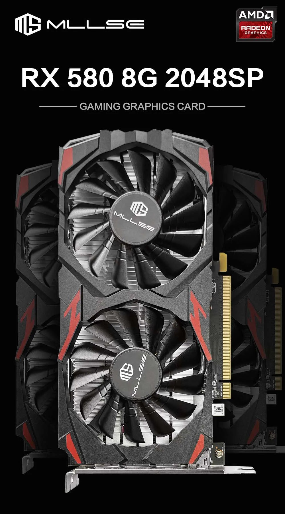 MLLSE AMD RX 580 8GB 2048SP Gaming Graphics Card GDDR5 256Bit PCI-E 3.0 ×16 8Pin Radeon GPU Rx 580 Video Card Placa De Video