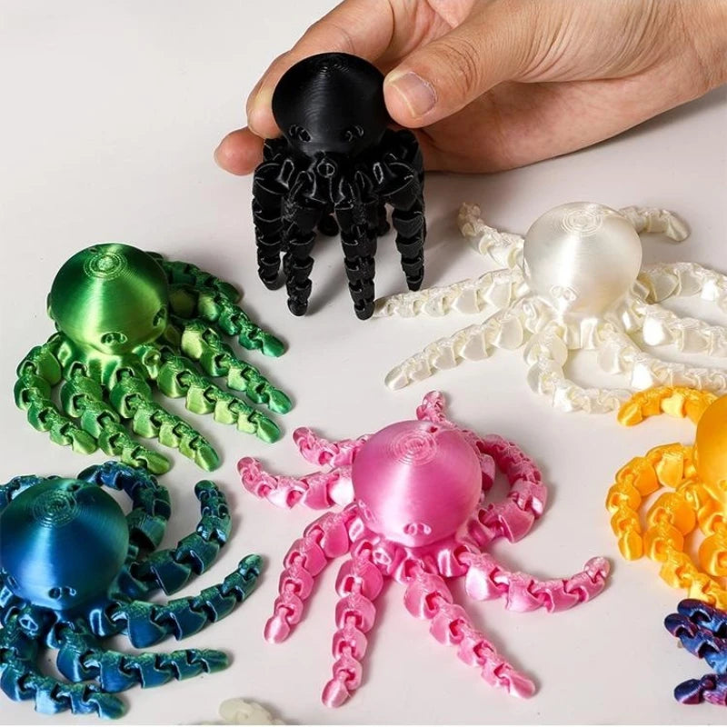 12cm 3D Printed Octopus Figurine with Flexible Joints for Home Office Desk Decoration Ocean Animal Table Ornament Ideal Gift Toy