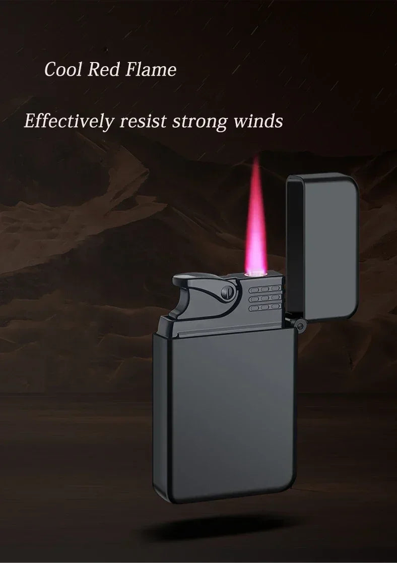 Windproof Metal Lighter Waterproof Portable Cigarette Lighter Red Fire Flame Direct Cigar Gas Lighter Smoke Accesoires for Men