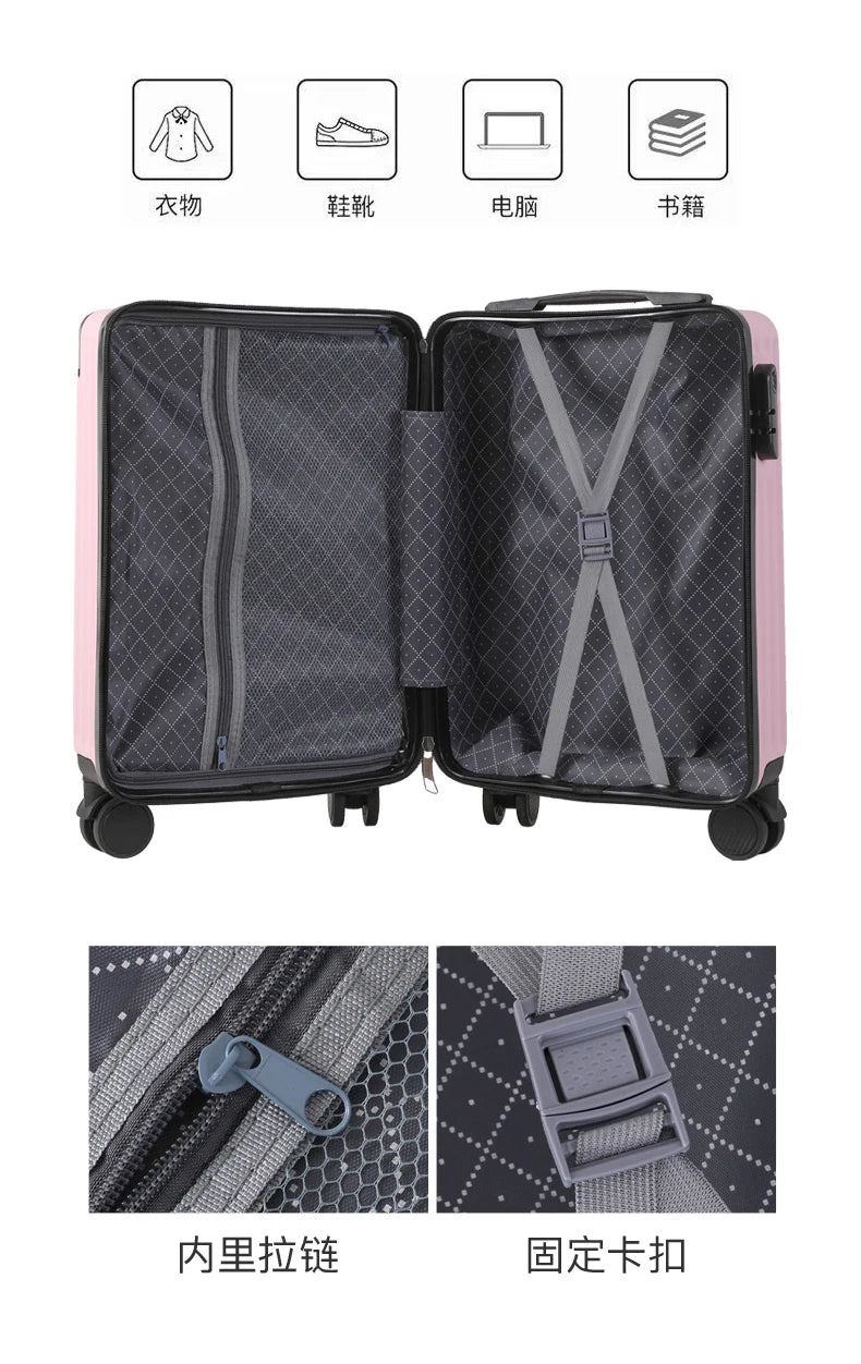 18 inch Student suitcase Travel Bag Women's Bag Back to School Spinner Wheel Suitcase Carry-On Boarding Travel