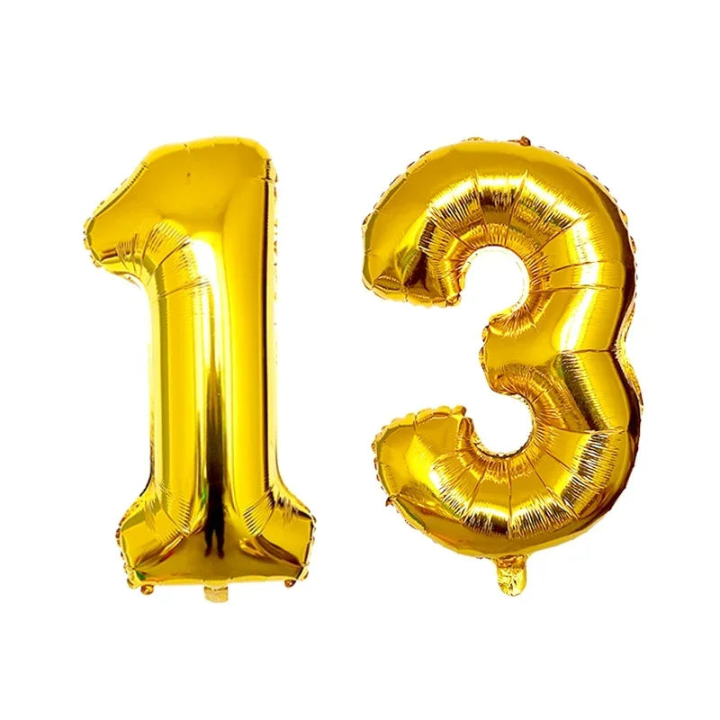 2Pcs 32 Inch Gold Silver Black Blue Red Helium Foil Number Balloon 10 11 12 13 14 15 Happy Birthday Party Decoration Supplies