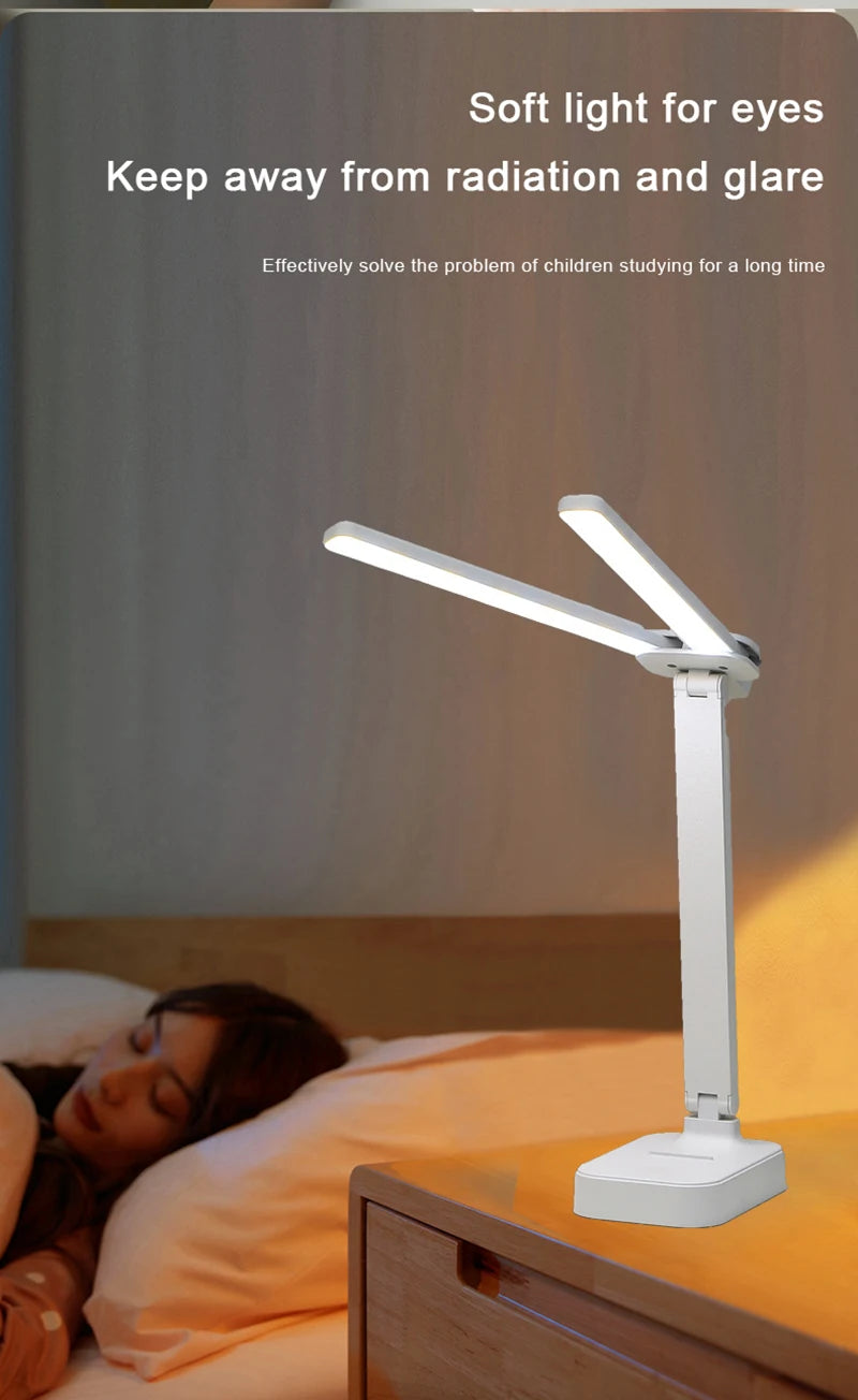 LED Desk Lamp USB Rechargeable Touch Night Light 3 Levels Dimmable Eye Protection Foldable Table Lamp For Bedroom Bedside Readin