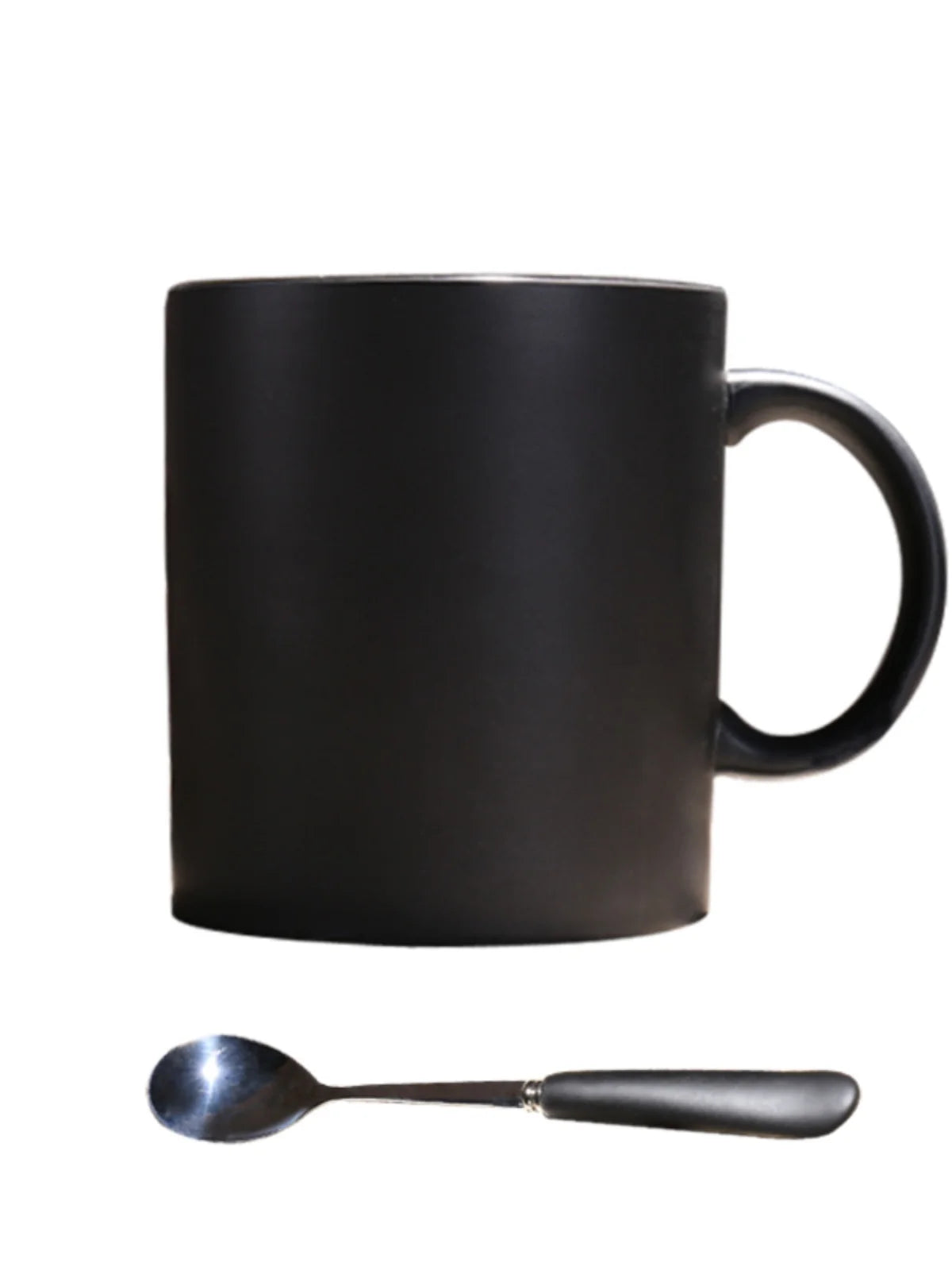 400/420/450/520ml European Ceramic Black Matte Large Capacity Mug High End Creative Simple Matte Coffee Cup with Spoon Water Cup