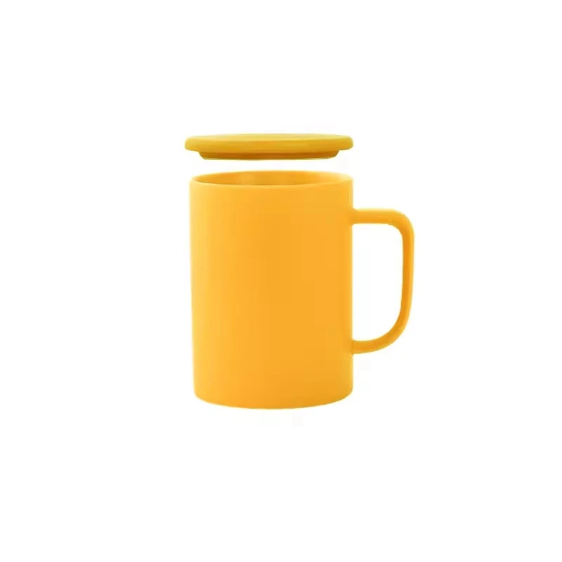 400/420/450/520ml European Ceramic Black Matte Large Capacity Mug High End Creative Simple Matte Coffee Cup with Spoon Water Cup
