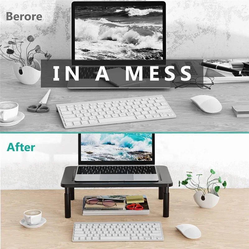3 Height Adjustable Computer Monitor Stand Riser For Desk–New Pc Laptop Tv For Desktop Monitor Stand