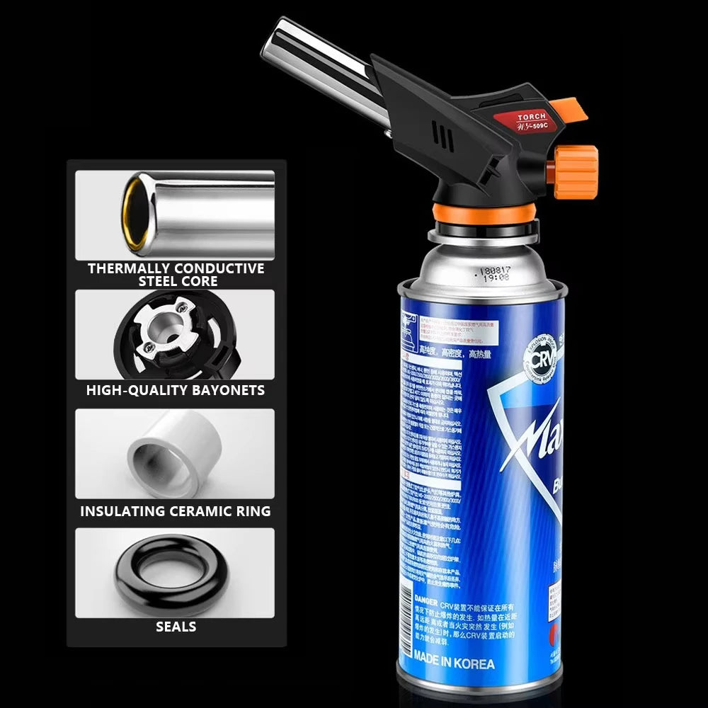 Welding Gas Torch Flame Gun Torch Cooking AutoIgnition Butane Gas Flame Gas Torch for BBQ Camping Cooking