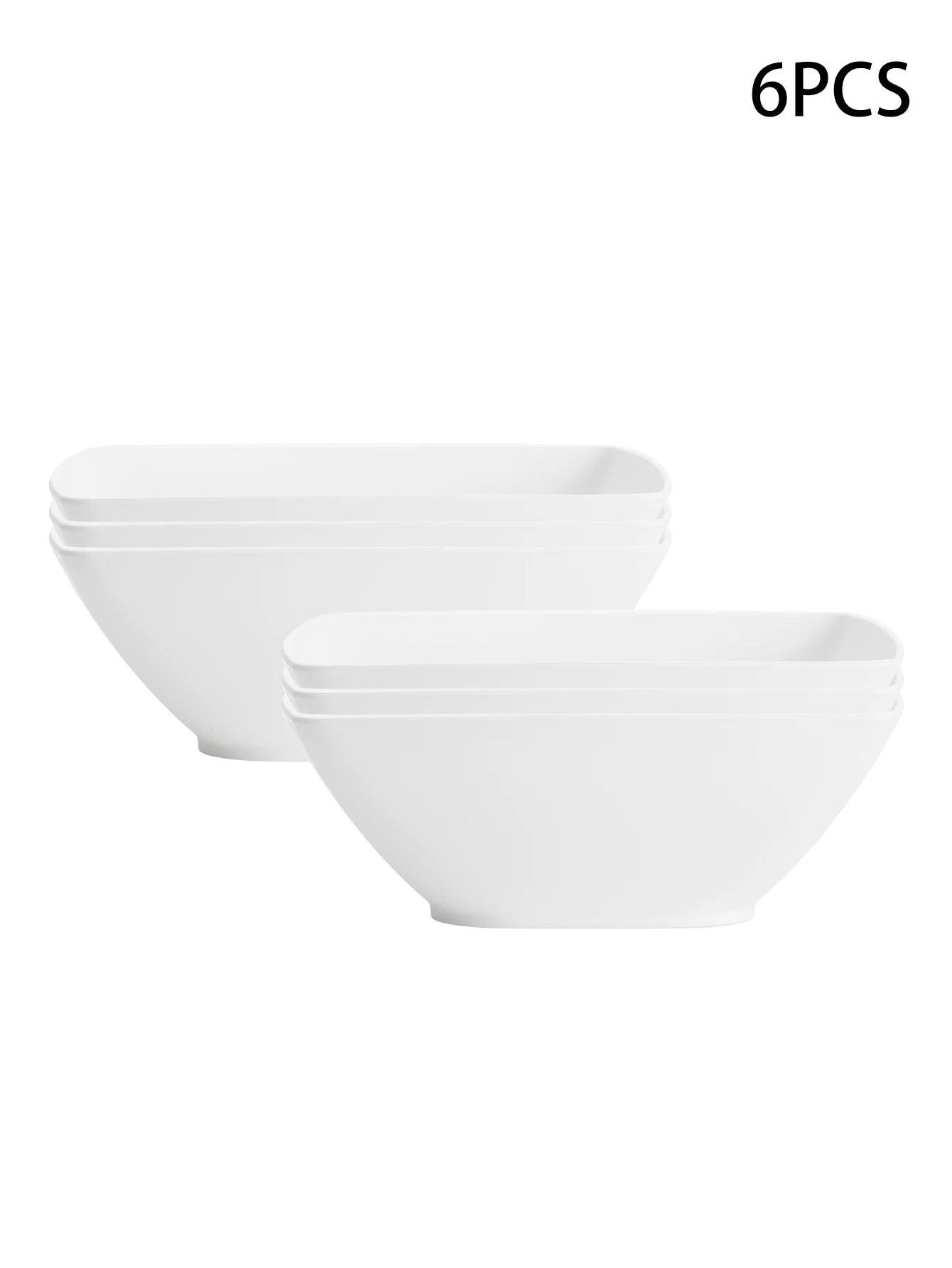 2/6/12pcs Large size plastic white square bowl reusable household plastic tableware can be used for soup noodles oatmeal salad