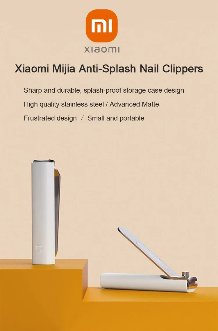 XIAOMI Mijia Anti-Splash Nail Clipper 420 Stainless Steel Sharp Durable Portable Pedicure Trimmer Nails File with Storage Shell