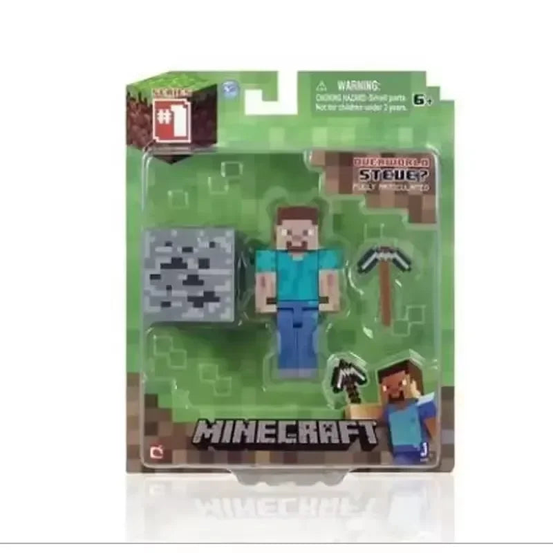 New Minecrafts Steve Alex Zombie Villager Action Figures Model Anime MC Game Puzzle Assembled Toy Doll Mini Weapon Kids Gifts