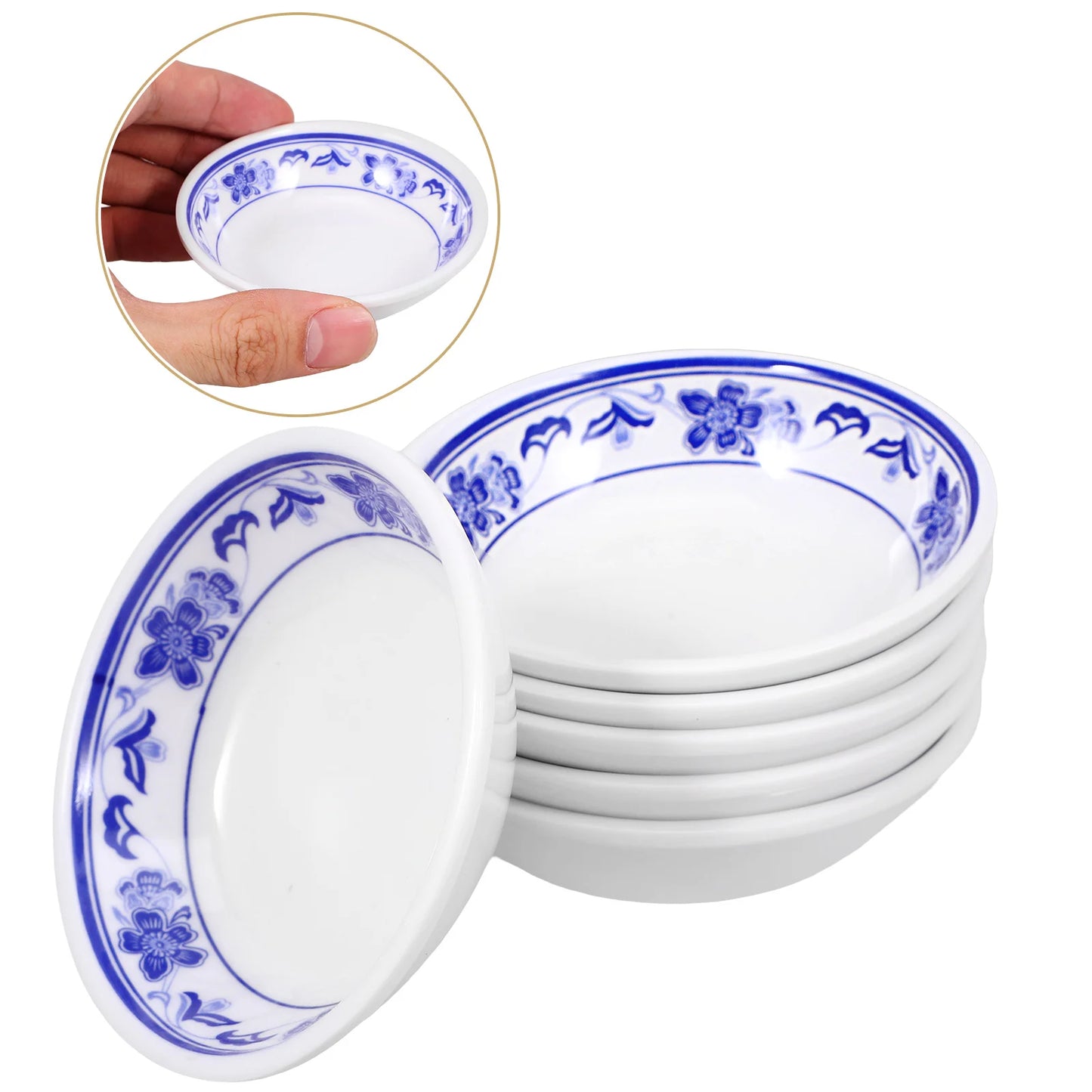 6pcs Sauce Dishes Melamine Mini Plates Reusable Condiment Containers Dipping Dishes Serving Ceramics Firm Food Grade