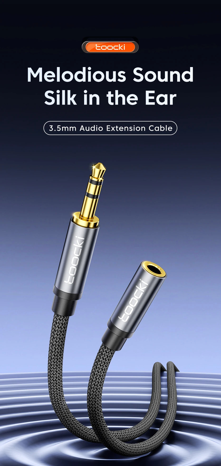 Toocki Aux Cable 3.5mm Male to Female Jack Audio Male Extension Speaker Wire with Microphone for Headphone Xiaomi Extender Cord