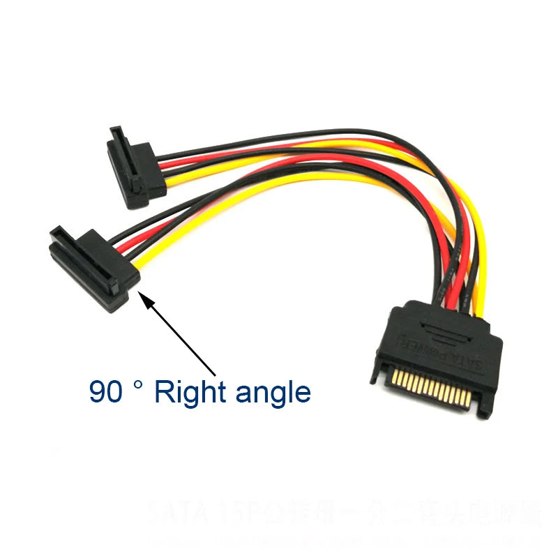 OULLX SATA 1 Male to 2 Daul Female SATA Splitter Cable Hard HDD 15PIN 1 to 2 Power Adapter Cord for Computer Y Shape PC Cable