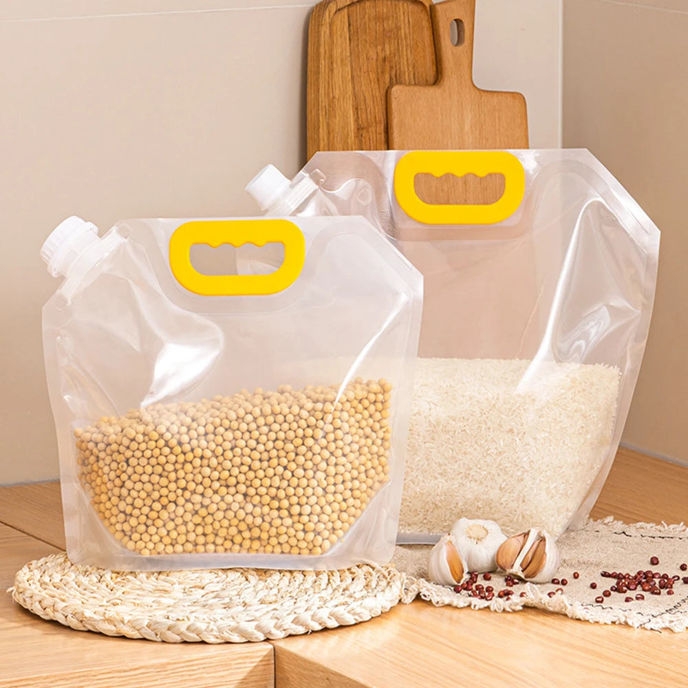 5pcs Grains Sealed Bag Kitchen Insect Proof Moisture Proof Fresh Keeping Storage Bag Recyclable  Transparent Grain Storage Bags
