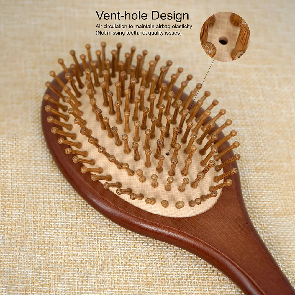 Bamboo Hair Brush Air Bag Wide Teeth Bamboo Combs Smooth Massage Scalp Brush Barber Comb Women Hairdressing Styling Hair Tools