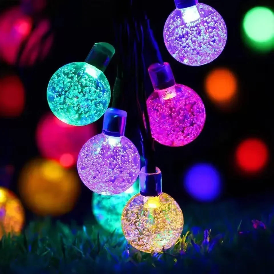 Solar Bubble Ball Light String Lights Outdoor Crystal Globe LED Fairy Lights Garden Party Easter Christmas Wedding Decorations