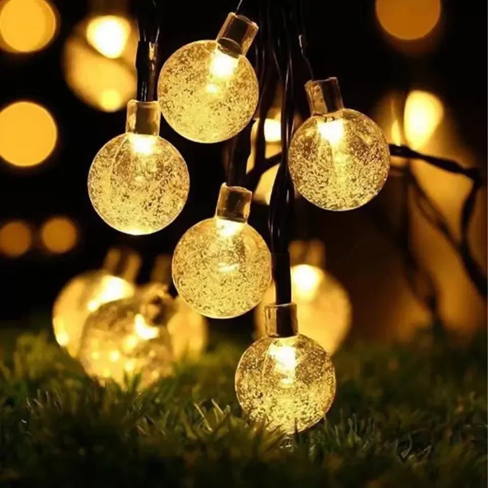Solar Bubble Ball Light String Lights Outdoor Crystal Globe LED Fairy Lights Garden Party Easter Christmas Wedding Decorations