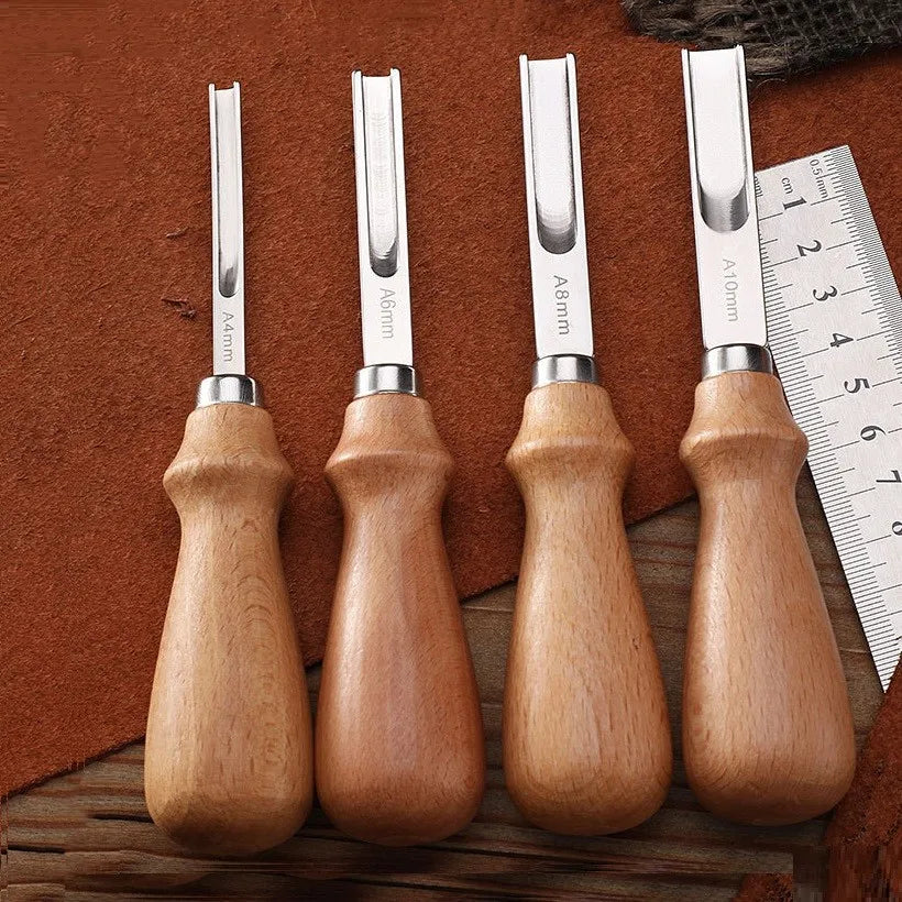 4PCS Leather Edge Skiving Beveler Tools Wide Leather Craft Edge Beveler Tool Kit Leather Edge Trimmer for DIY Leather Craft Tool