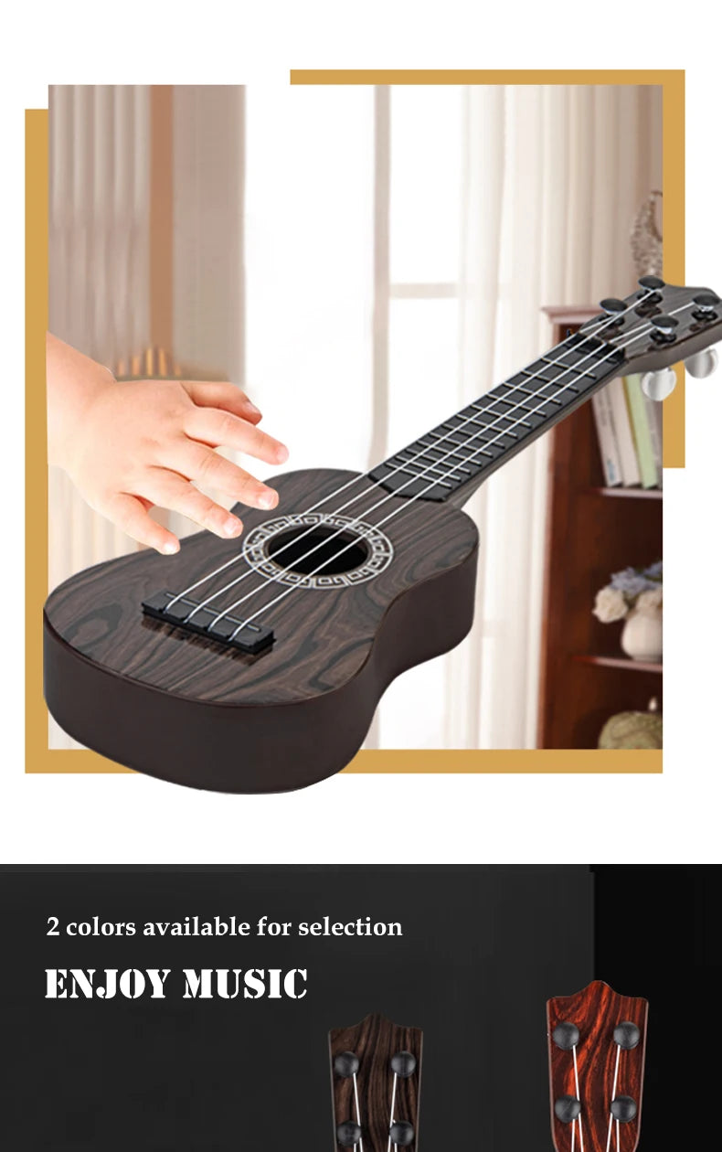 Toy Ukulele Classical Guitar Musical Instrument, Kids Play Early Educational Learning, Adjustable Atrings with Paddles 2 Colors