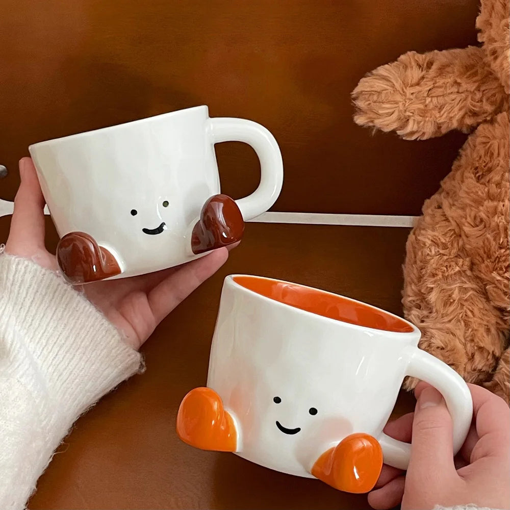 Kawaii Hand Pinch Feet Ceramic Coffee Cup Household High Appearance Level Water Cup Milk Mug Dormitory Home Gifts Mark Cup