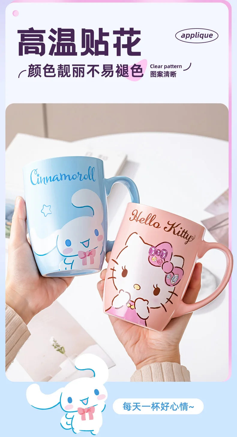 Miniso Sanrio Ceramic Mug Large Capacity 600ml Kuromi Cinnamoroll My Melody Coffee Milk Cup Couple Cup Drinkware Gifts