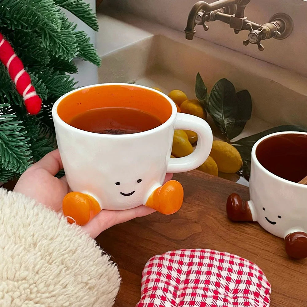 Kawaii Hand Pinch Feet Ceramic Coffee Cup Household High Appearance Level Water Cup Milk Mug Dormitory Home Gifts Mark Cup