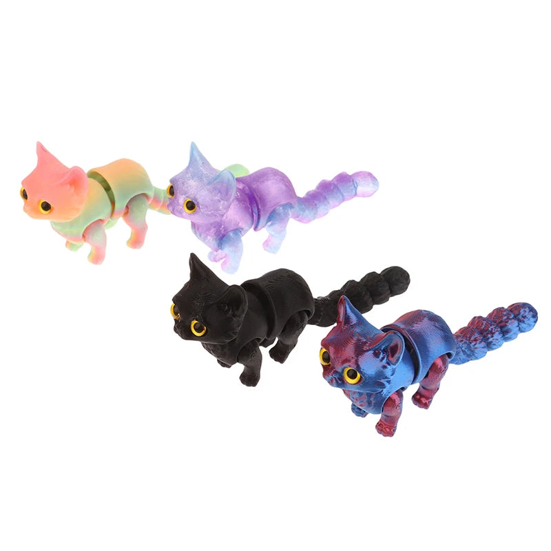High Quality 1 Piece 3D Printed Cute Kitten With Movable Tail Joint Children's Gift Toy Model Car Ornament