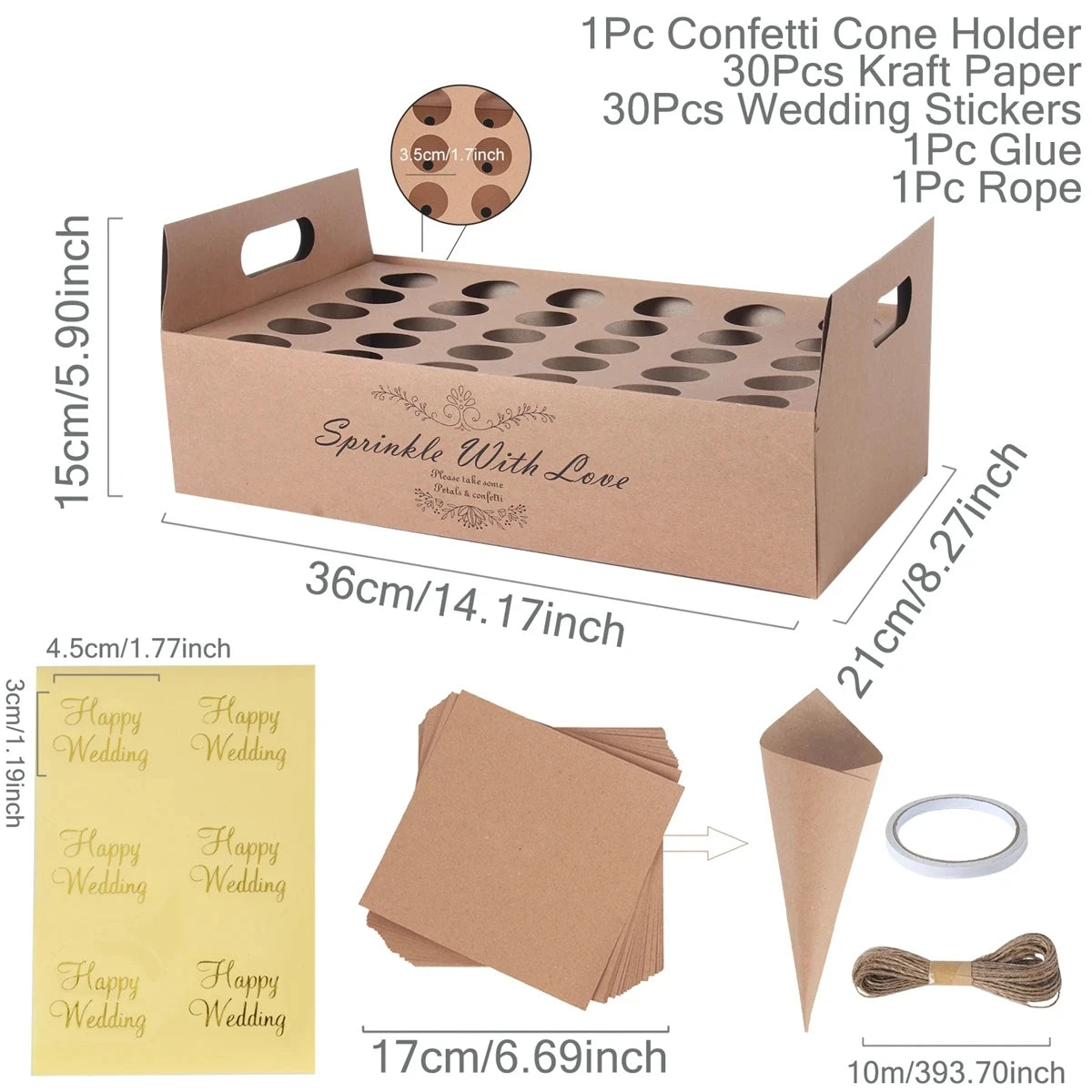 Wedding Confetti Cones Holder Stand Support for Wedding Cones Kraft Paper Wedding Decorations Supplies Confetti Tray Cone