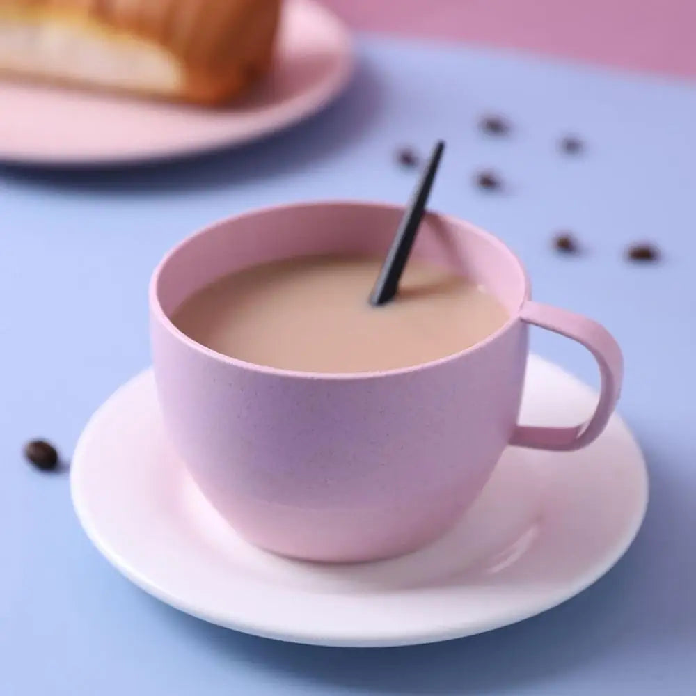 1 pcs Wide Mouth Reusable Kitchen Supplies with Handle Eco-friendly Drinking Cup Wheat Straw Cup Drinkware Coffee Mug