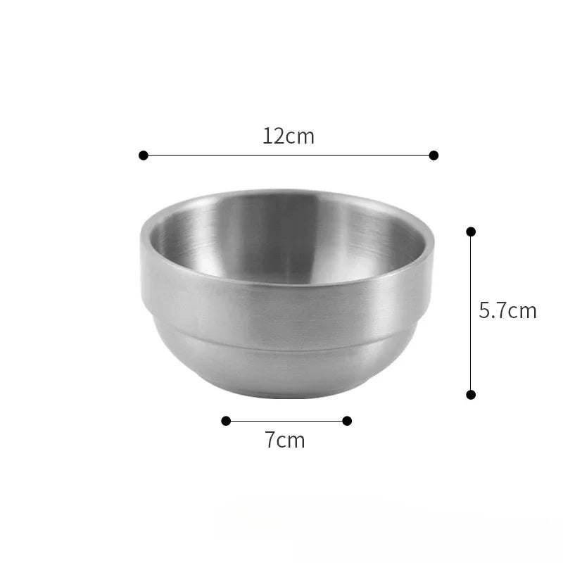 Korean Style Gold Double-layer 304 Stainless Steel Rice Bowl Serving Kimchi and Soup
