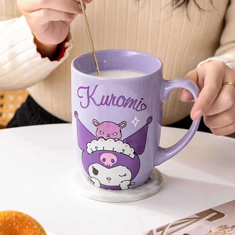 Miniso Sanrio Ceramic Mug Large Capacity 600ml Kuromi Cinnamoroll My Melody Coffee Milk Cup Couple Cup Drinkware Gifts