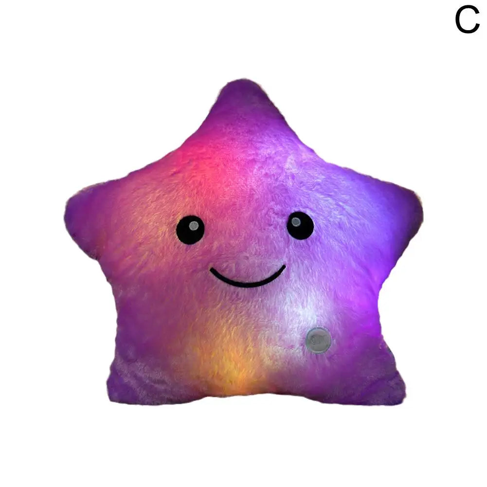 Luminous Star Pillow Stuffed Plush Glowing Colorful Stars Cushion Led Light Toys Gift Creative Toy For Kids (Exclude Battery)