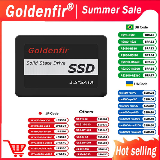 Goldenfir 2.5 Inch Solid State Drive Hard Disk Drive 2TB 1TB 960GB 512GB 256GB 128GB 480GB 120GB 360GB Internal Hard Drives