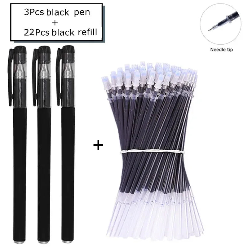 7/35 PCS Gel Pen Set School Supplies Black Blue Red Ink Color Ballpoint Pen Kawaii Pen Writing Tool School Office Stationery