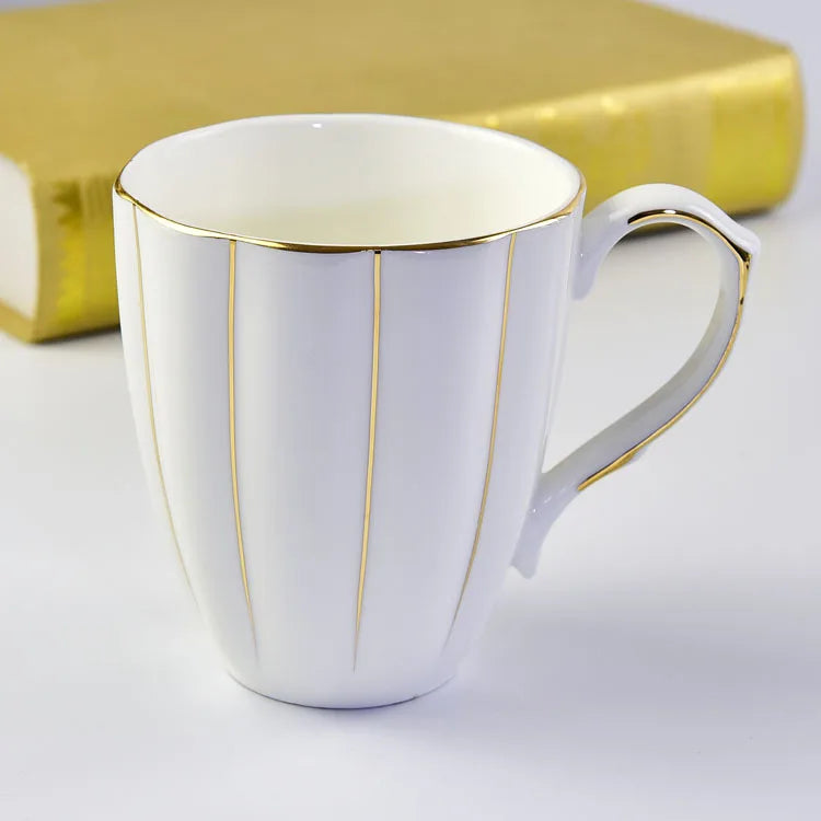 300ml Bone Ceramic Phnom Penh Silver Border Mug China Relief Moonlight Cup Office Gift Coffee Milk Tea Cup With Handle