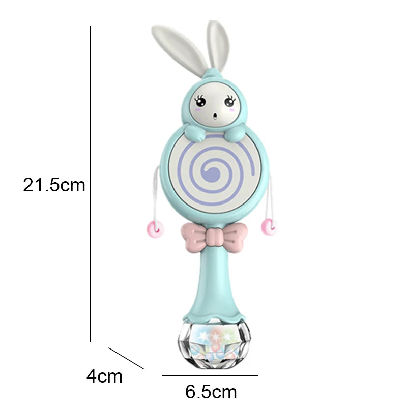 Baby Music Flashing Rattle Toys Rabbit Teether Hand Bells Mobile Infant Stop Weep Tear Rattles Newborn Early Educational Toy 18M
