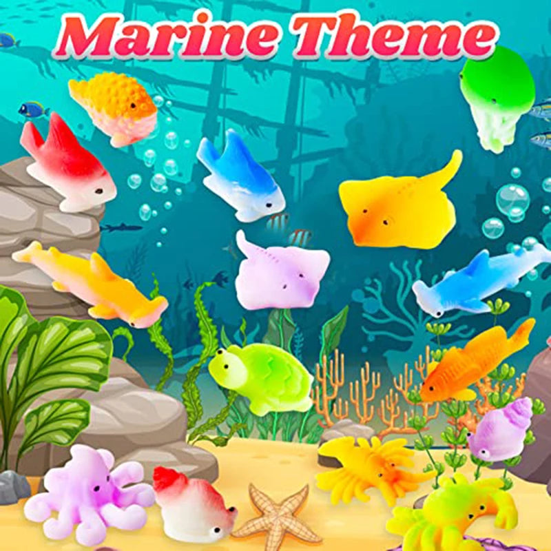 10/30/50PCS Squishies Mochi Toys Sea Animals Stress Ball Stress Relief Squeeze Toys Goodie Bag Stuffers Fidget Toys Marine Theme