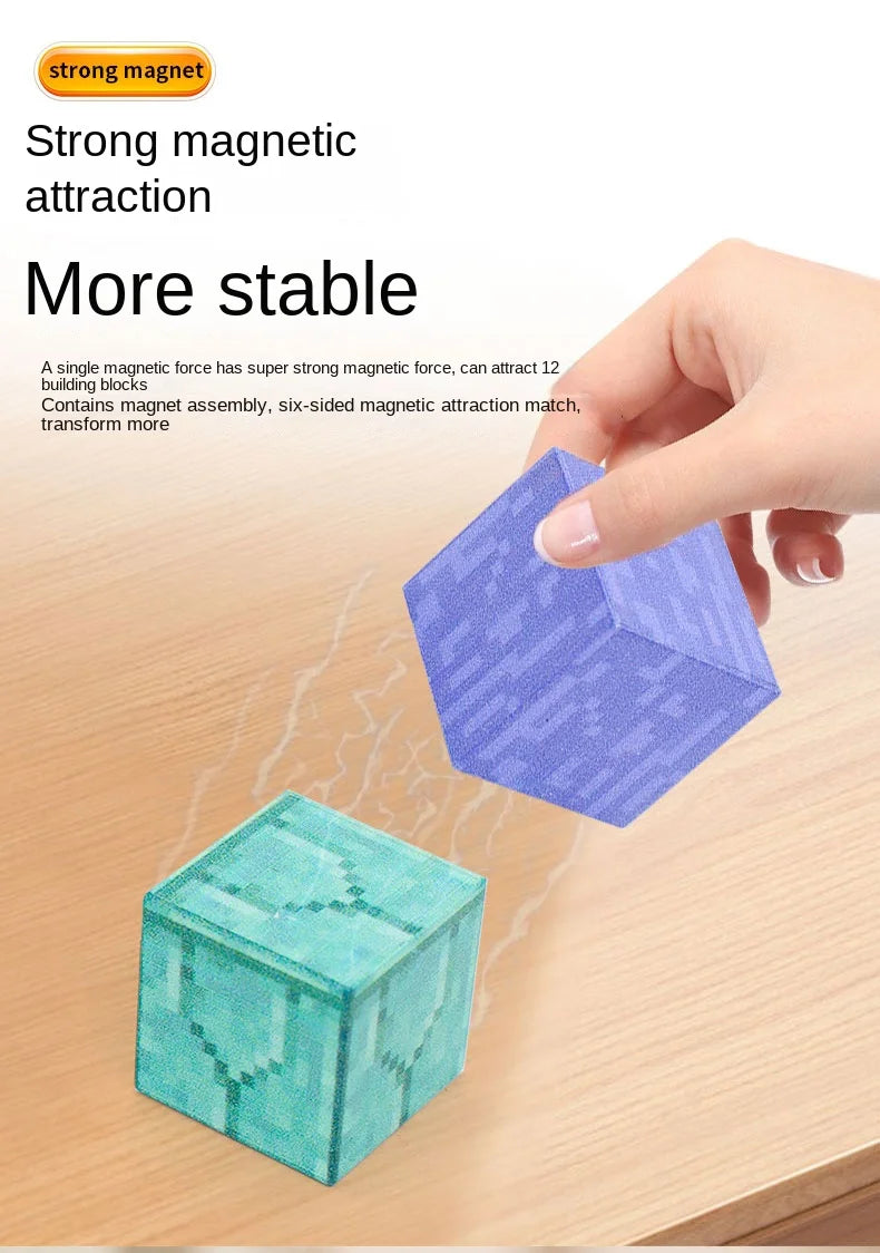 New Magnetic Blocks-Build Mine Magnet World Set for Boys Girls, Sensory Construction Toys for Toddlers Christmas Gifts