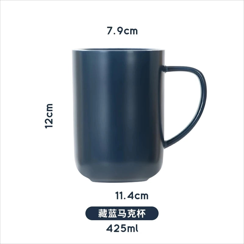 400/420/450/520ml European Ceramic Black Matte Large Capacity Mug High End Creative Simple Matte Coffee Cup with Spoon Water Cup