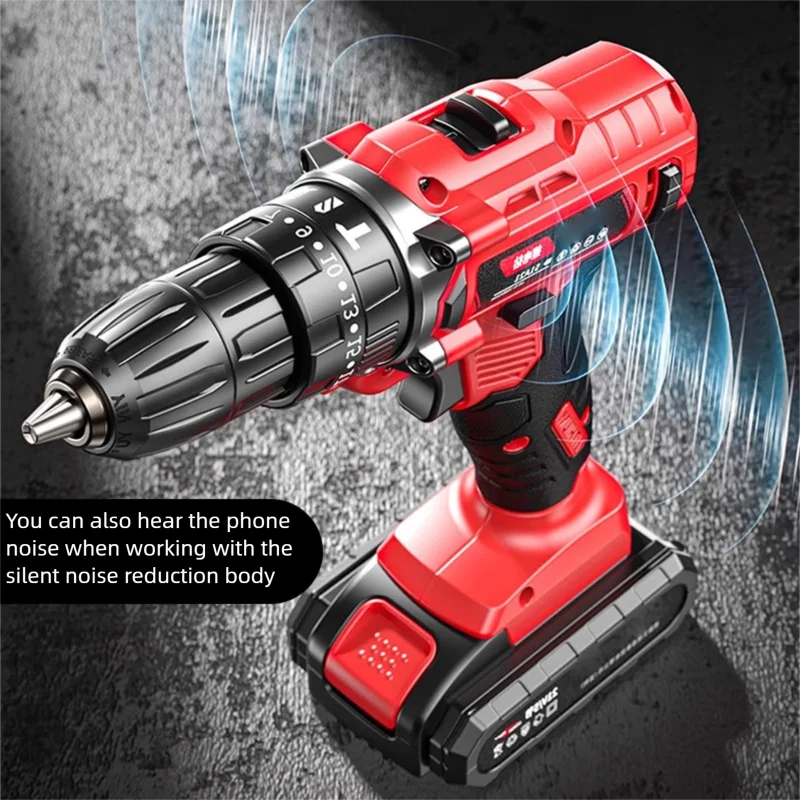 Multi functional 21V Electric Drill Handheld Dual Speed Impact Lithium Drill Cordless Screwdriver Small Electric Power Tools