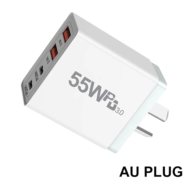 AU Plug Fast USB Charger Type C Charger for Xiaomi Redmi iPhone Samsung Mobile Phone Quick Charging Adapter PD Wall Charge