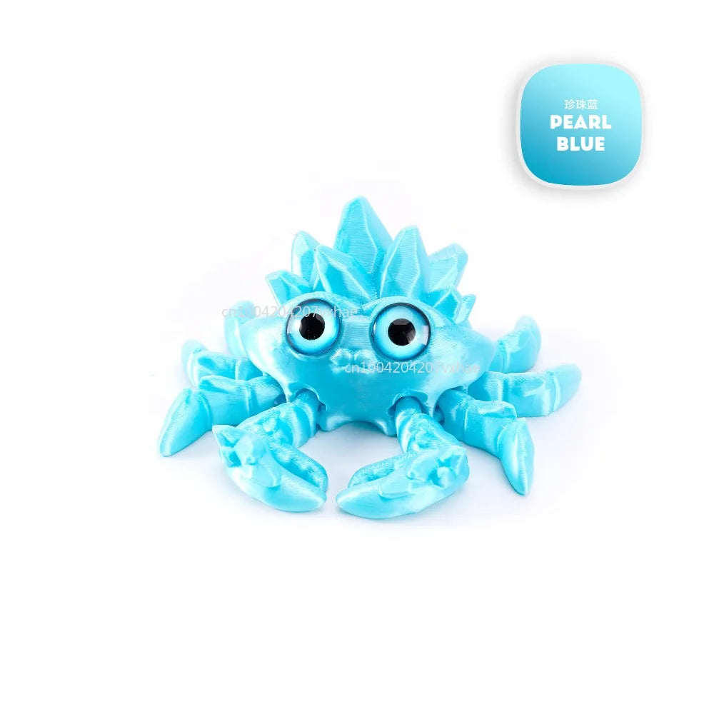 3D Printed Crystal Gems Crab Toys Joint Movable Model Novelty Animals Toy Anti-stress Figurine Miniature Desk Ornaments Birthday